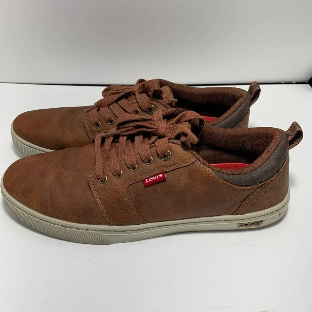 Levis 51956609H Sneakers Mens 11 Brown Synthetic Leather Low Top Lace Up Comfort